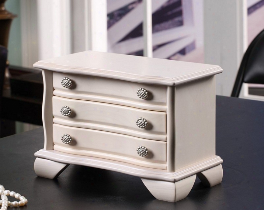 Jewelry Box In the opinion of Flower Handles In White Finish