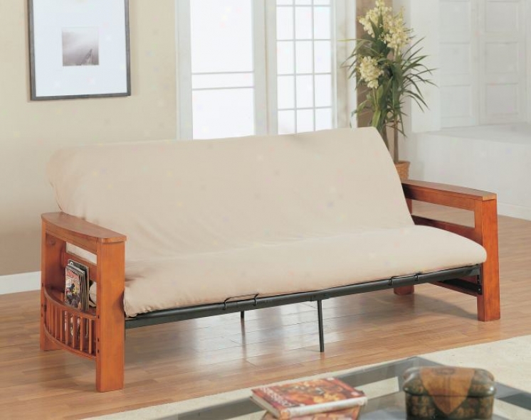 Khaki Futon Pad With Wooden Futon Frame