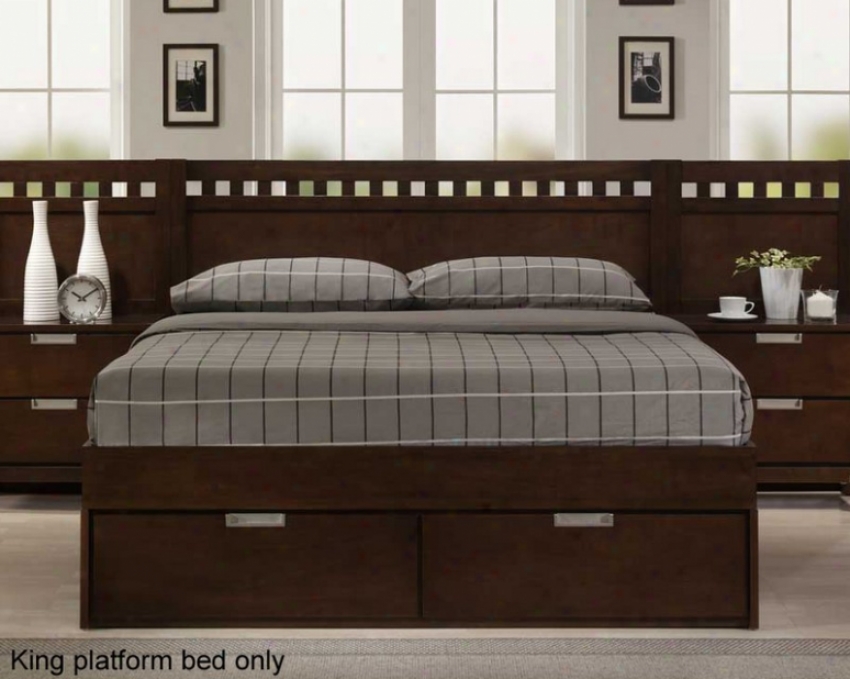 Sovereign Platform Wall Bed With Storage Footboard In Cherry