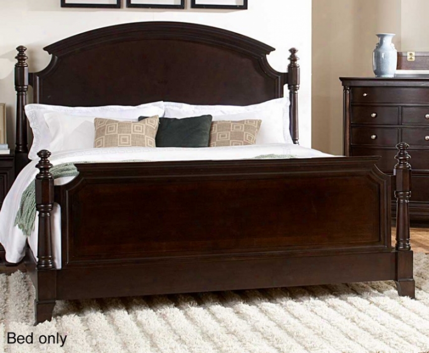 King Size Bed Breakfront Post Design In Deep Cherry