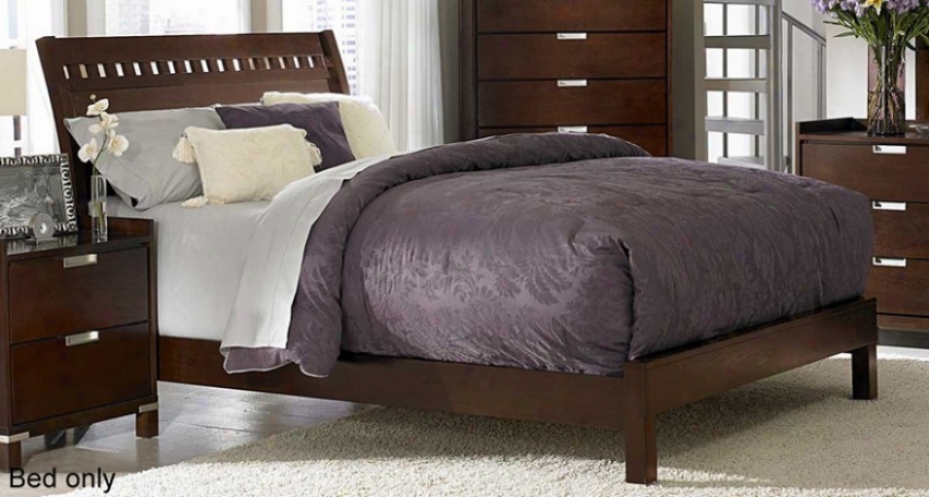 King Size Bed Geometric Cutouts In Cherry Finish