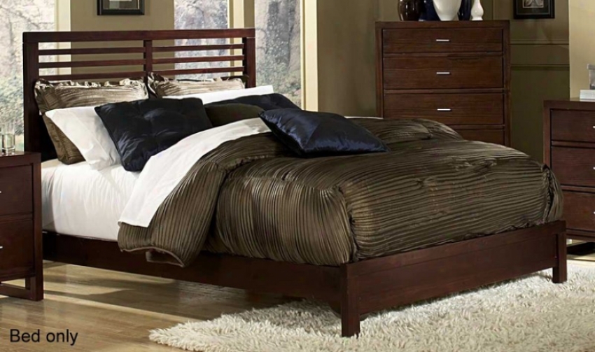 King Size Bed Slat Design In Cherry Finish