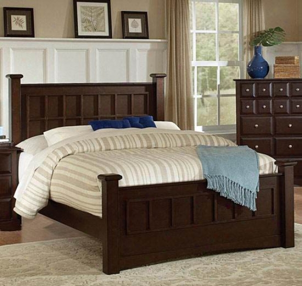 King Size Bed Transitional Style In Cappuccino Finish