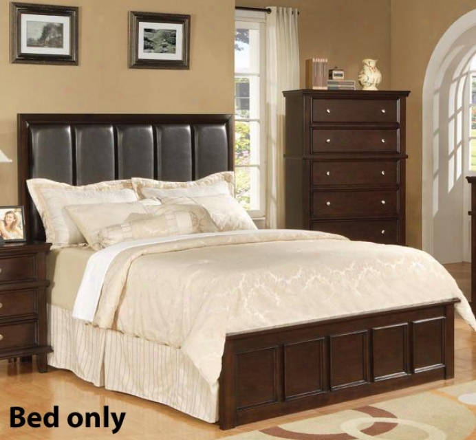 King Size Bed With Faux Leather Headboard In Rich Cappuccino Finish