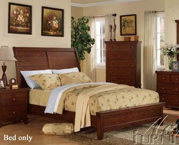 King Size Bed With High Headboard In Cherry Finish