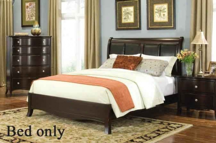 King Size Bed With Padded Headboard In Eapresso Finish