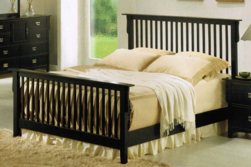 King Size Bed With Slat Desig In Black Finish