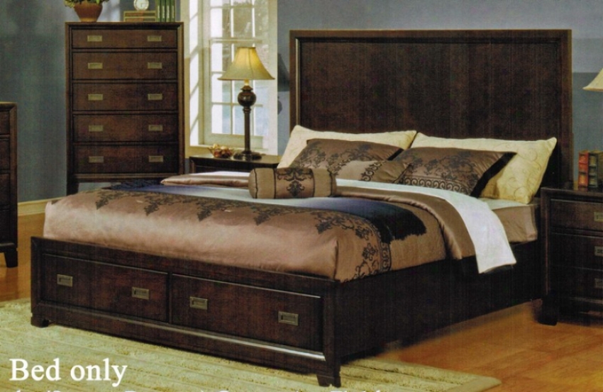 King Size Bed With Storage Drawers In Cappuccino Finish