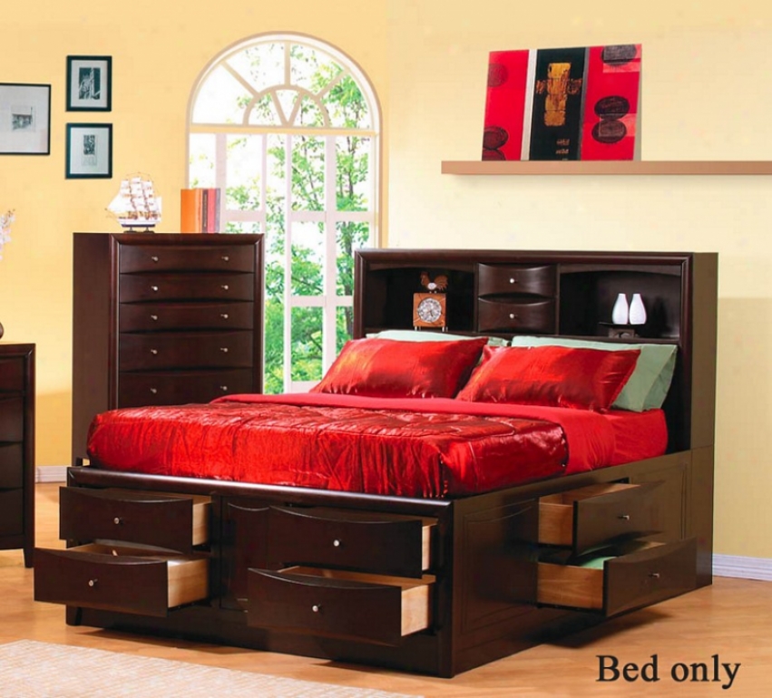 King Size Bookcase Box Bed In Cappuccino Finish