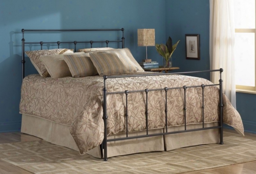 King Size Metal Bed With Frame - Winslow Transitional Design In Mahogany Gold Finish