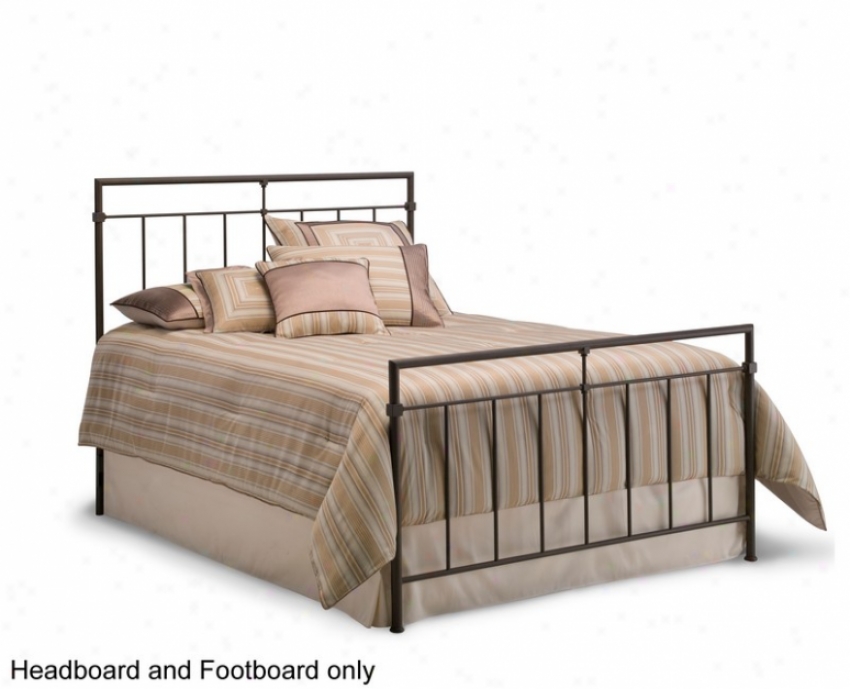 King Size Metal Headboard And Footboard - Meridian Contemporary Style In River Rock Finish