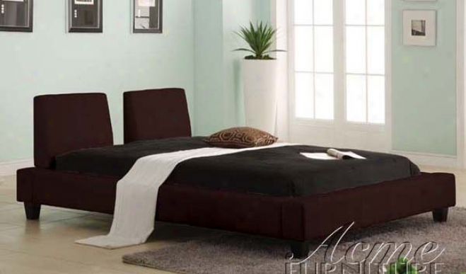 King Size Plat form Bed In Espresso Bycast Leather