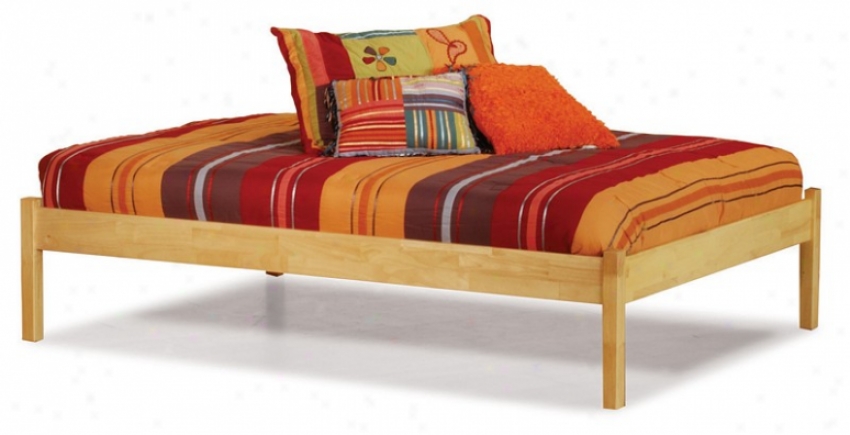 King Size Platform Bed With Open Footrail Natural Maple Finish