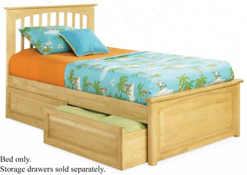 King Size Platform Bed With Raised Panel Footboard Natural Maple Finish