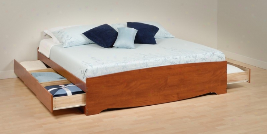 King Size Platform Bed With Storage Drawers In Cherry Perfect