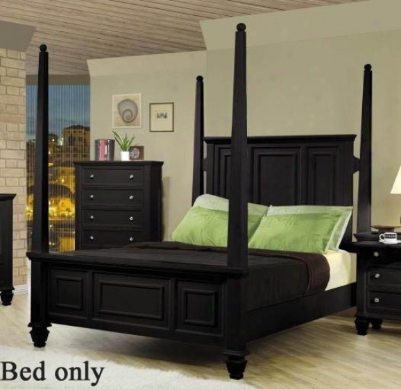 King Size Poster Bed Cape Cod Style In Black Finish