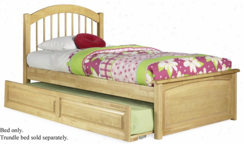 King Size Windsor Style Platform Bed Wuth Raised Panel Footboard Natural Maple Finish