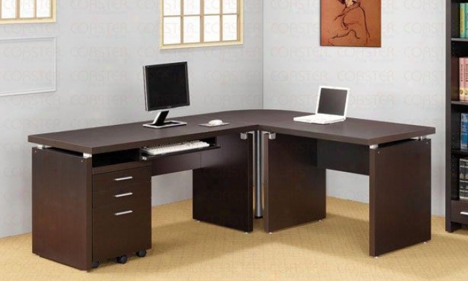 L-shaped Computer Desk In Cappuccino Finish