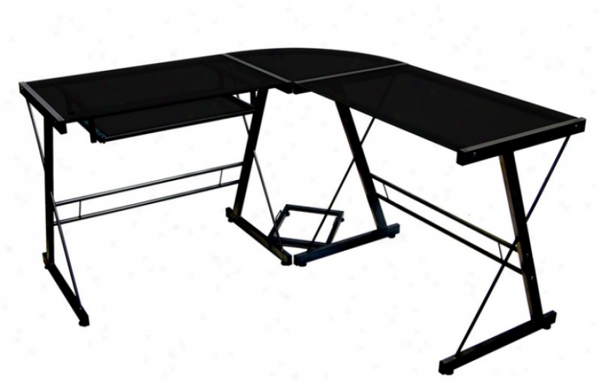 L-shaped Computer Desk With &quotx&quot Design In Black Finisj