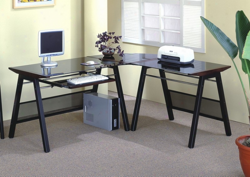 L-shaped Contemporary Dark Color Home Office Computer Desk