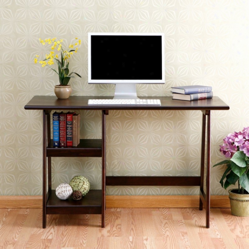 Langtson Writing Desk Hardwood Legs Espresso Finish