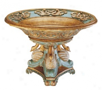 Large Rsin Bowl In Copper And Blue Finish - Swan