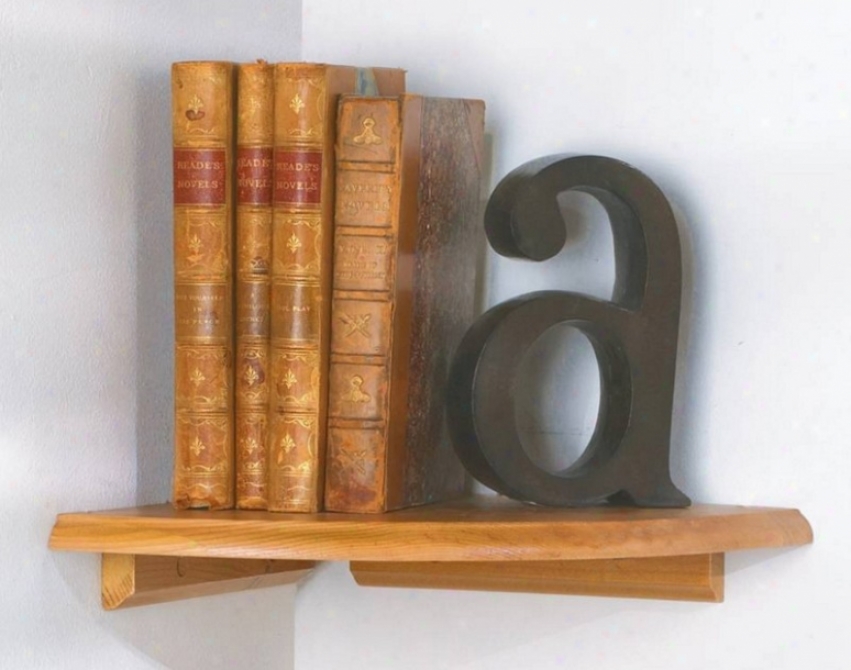 Larg eWall Mounetd Corner Shelf With Brackets In Honey Oak Finiah