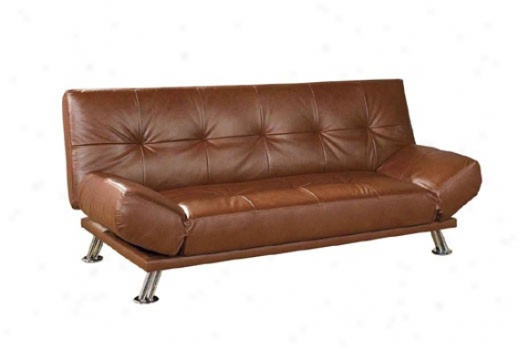 Leathr Futon Sofa Bed - Coffee Cover With Metal Frame