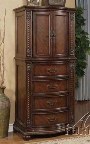 Lingerie Bedroom Chest With Carved Accemts In Brown Cherry End