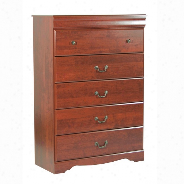 Lojis-philippe Style Cherry Finish 5-drawer Storage Chest