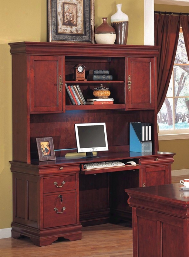 Louis Philippe Style Home Office Credenza Desm With Hutch