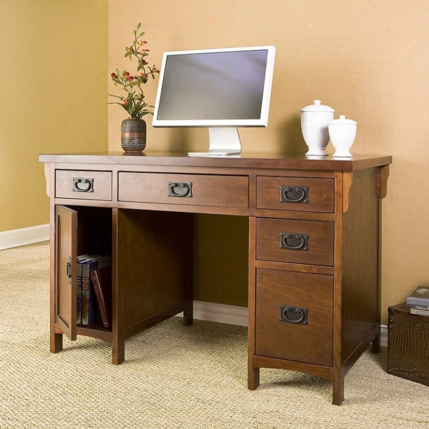 Mahogany End Mission Style Computer Writing Desk