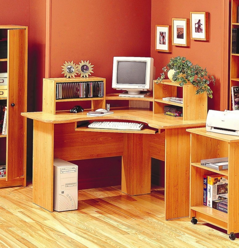 Maple Finish Corner Computer Workstation Office Desk