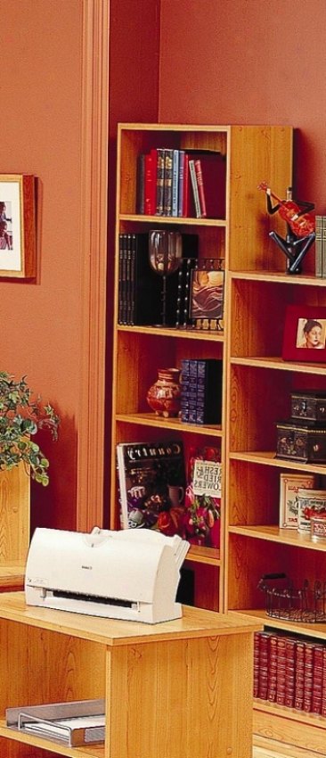 Maple Finish Home Office Tall Five-shelf Bookcase