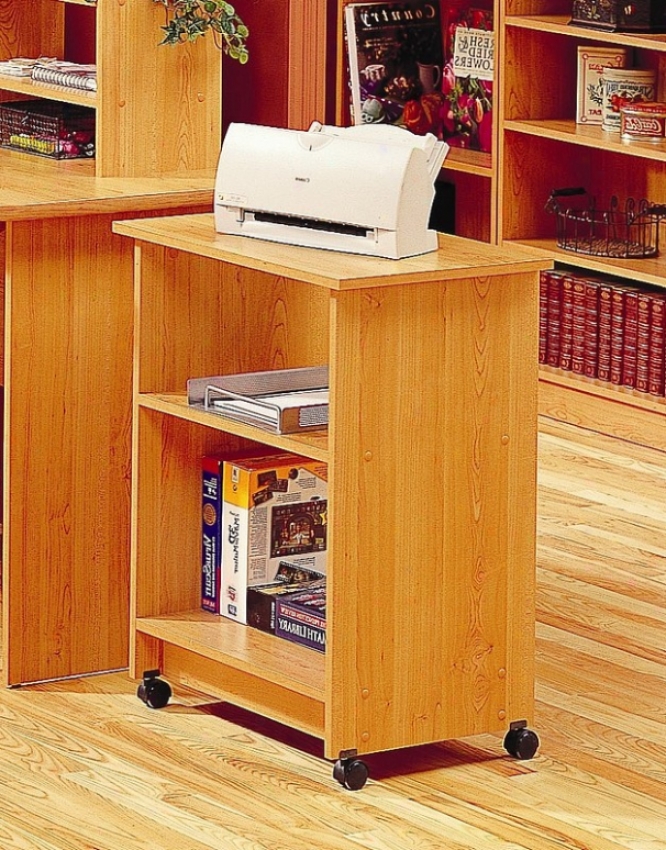 Maple Finish Home Office Utility Cart Printer Stand With Casters