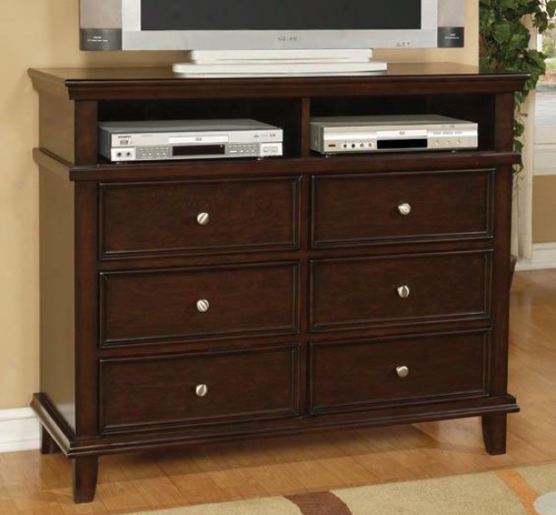 Media Breast Tv Dresser In Rich Cappuccino Finish