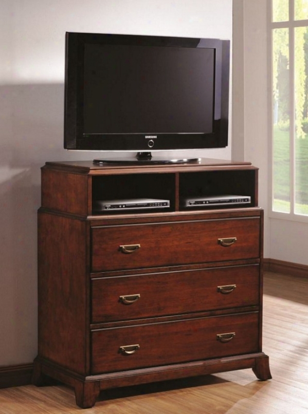 Media Chest Tv Dresser With Flared Legs In Cherry Finish