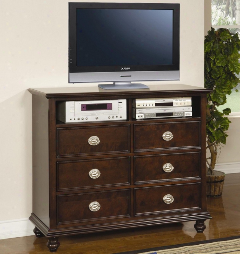 Media Chest Tv Dresser With Turned Feet In Deep Cappuccino Finish