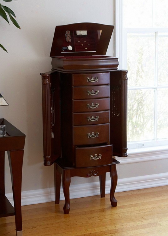 Medium Mahogany Jewelry Ortanizer Storage Armoire