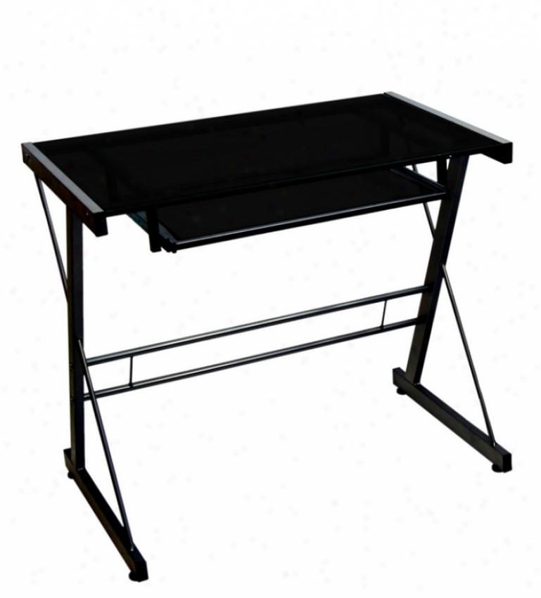 Metal Computer Desk With &quotx&quot Design In Black Finish