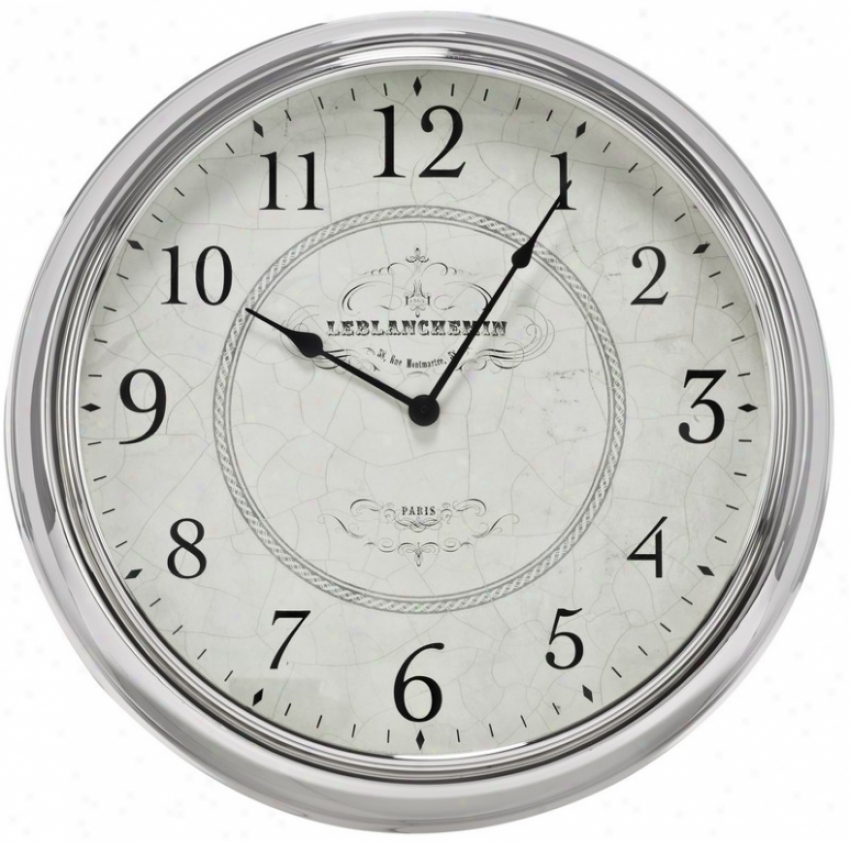 Metal Wall Clock With Glass Face In Shiny Nickel Finish