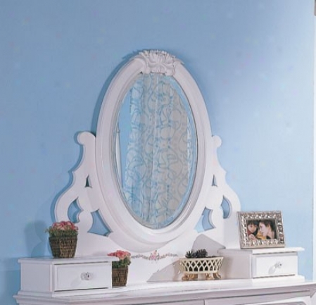 Mirror With Ornamented Frame In Antique White Finish