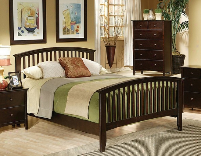 Mission Contemporary Cappuccino Finish Hardwood Queen Bed