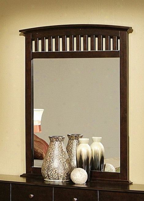 Mission Style Cappuccino Finish Hardwood Framed Mirror