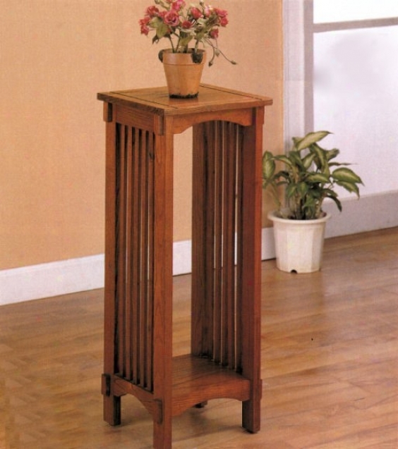 Mission Style Solid Oak Plant Stand Side Pedestal Occasional Table