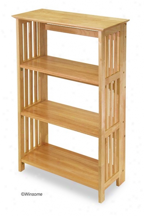 Mission Style SolidW ood Folding Work Shelf /bookcase