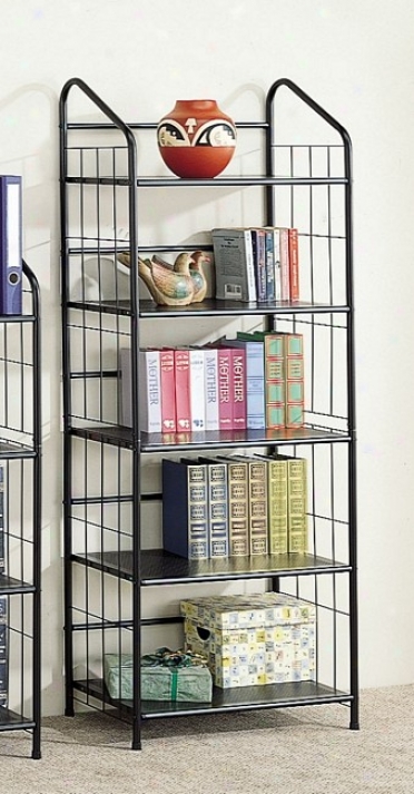 Modern And Contemporary Style Black Metal Five Tier Bookcase