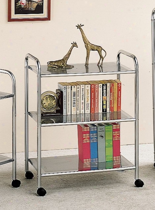 Recent And Contemporary Style Chrome Metal Three Tier Bookcase