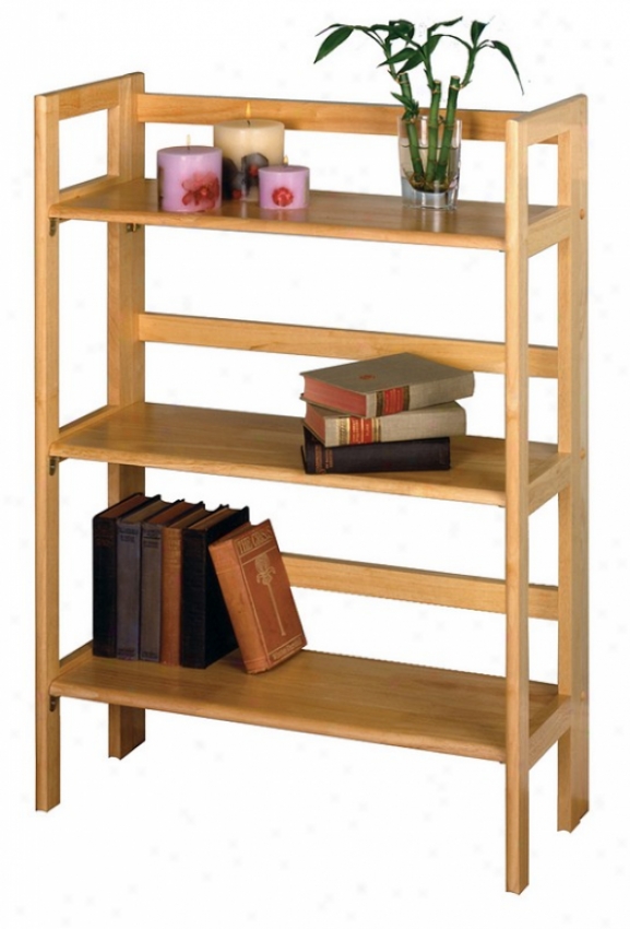 Natural Finish 3-tier Folding And Stackable Shoal / Bookcase