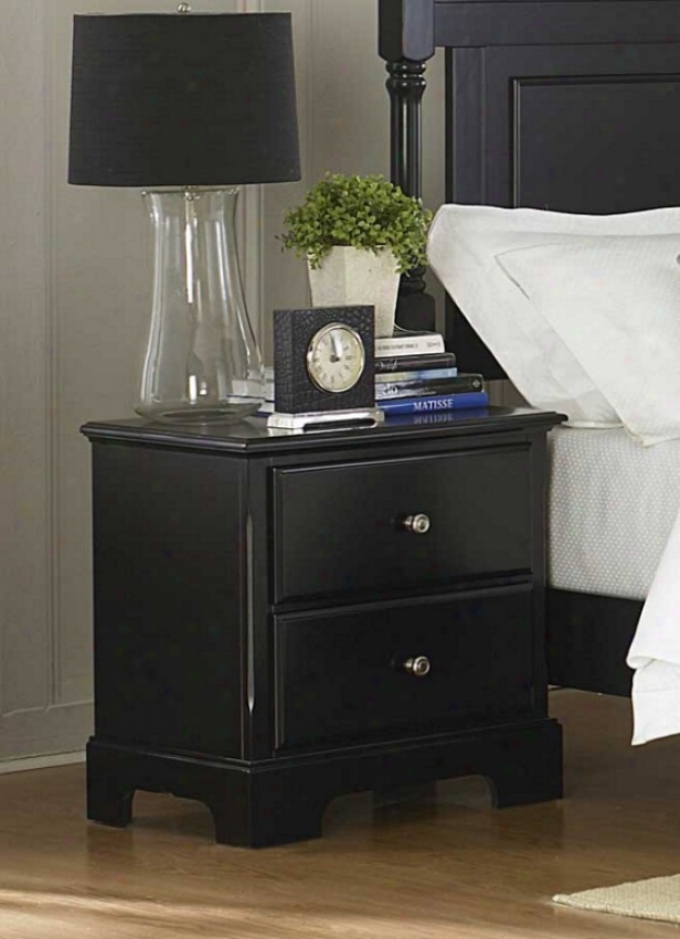 Night Stand Cottage Style In Black Finish